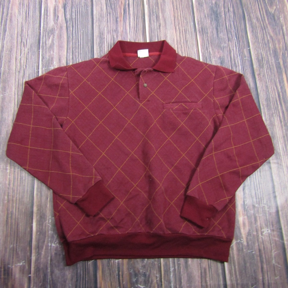 Haband Casual Joe Polo Sweatshirt Mens M Burgundy Grid Gryffindor Harry Potter